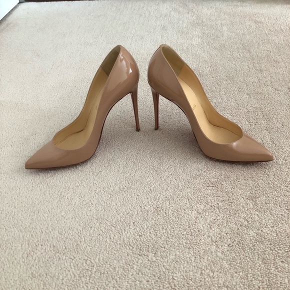 Christian Louboutin Pigalle Follies 100 Nude Patent Heels - Picture 2 of 13